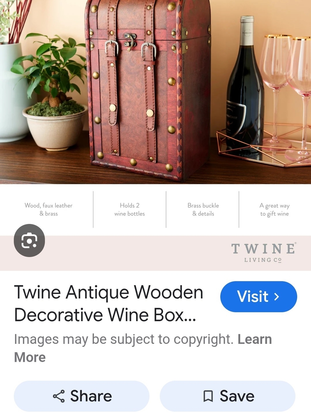 Vintage-Style Brown Faux Leather Treasure Chest Trunk - Picture 8 of 8